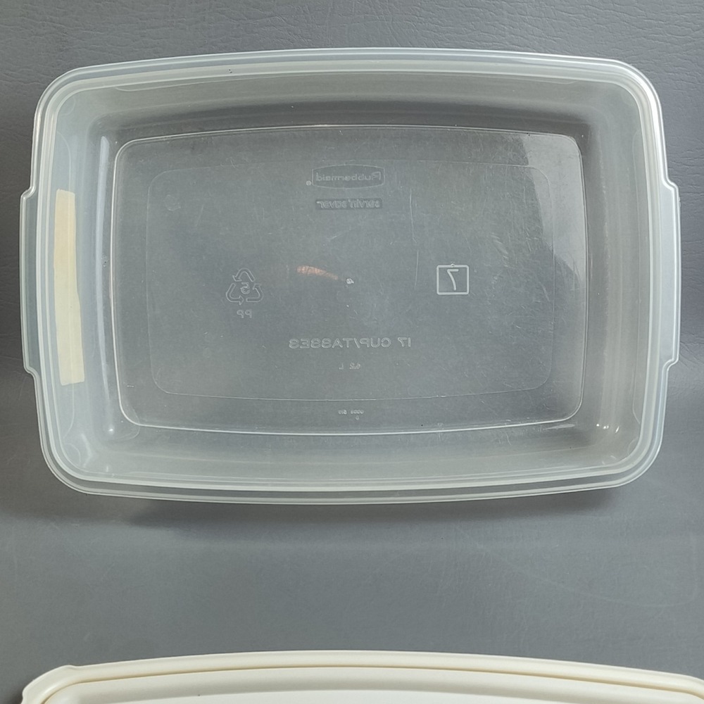 Rubbermaid Servin Saver Lot Of 3- (2) #10 12 Oz & #10 17 Cup Almond Rectangle - Picture 8 of 16